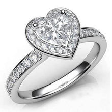 Afbeelding in Gallery-weergave laden, Prachtig Hart Geslepen Met Ronde Echt Diamanten Halo-ring 6.10 Karaat Witgouden Sieraden - harrychadent.nl