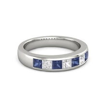 Afbeelding in Gallery-weergave laden, Prinses Diamanten blauwe saffier band 2,50 karaat witgoud 14K - harrychadent.nl