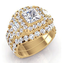 Afbeelding in Gallery-weergave laden, Prinses Geslepen Diamant Invoegen Verlovingsring Enhancer goud 14K 4 Ct