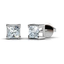 Afbeelding in Gallery-weergave laden, Prinses geslepen diamanten oorknopjes 1,60 ct witgoud 14k - harrychadent.nl