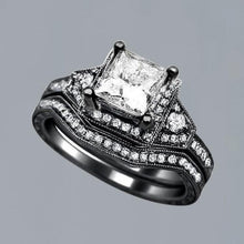 Afbeelding in Gallery-weergave laden, Prinses Echt Diamanten Verlovingsring & Band Set 2.50 Karaat Zwart Goud 14K