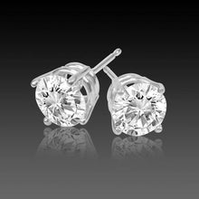 Afbeelding in Gallery-weergave laden, Prong Set 2 karaat ronde diamanten dames Stud Earring wit goud 14K - harrychadent.nl