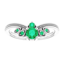Afbeelding in Gallery-weergave laden, Ring 1 karaat Colombiaanse groene smaragd Milgrain sieraden Nieuw - harrychadent.nl