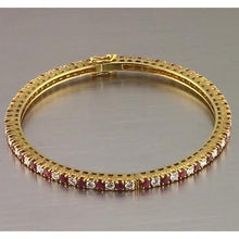 Afbeelding in Gallery-weergave laden, Robijn en diamanten tennisarmband 12,54 karaat geel goud Nieuw - harrychadent.nl