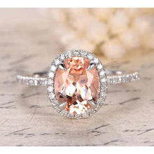 Afbeelding in Gallery-weergave laden, Rond geslepen Morganite en diamanten 11.35 karaats ring goud wit 14K - harrychadent.nl