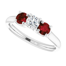 Afbeelding in Gallery-weergave laden, Ronde Diamond Ruby Stone Ring 2,40 karaat witgoud 14K sieraden - harrychadent.nl