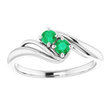 Afbeelding in Gallery-weergave laden, Ronde Groene Emerald Bypass Instelling Ring 1,60 Karaat Wit Goud 14K - harrychadent.nl