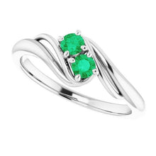 Afbeelding in Gallery-weergave laden, Ronde Groene Emerald Bypass Instelling Ring 1,60 Karaat Wit Goud 14K - harrychadent.nl