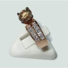 Afbeelding in Gallery-weergave laden, Ronde bruine champagne diamanten edelsteen ring 2.5 karaat rosé goud 14K - harrychadent.nl