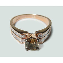 Afbeelding in Gallery-weergave laden, Ronde bruine champagne diamanten edelsteen ring 2.5 karaat rosé goud 14K - harrychadent.nl