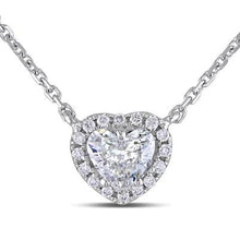 Afbeelding in Gallery-weergave laden, Ronde diamanten hartvormige hanger ketting 3.60 karaat witgoud 14K - harrychadent.nl