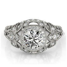 Afbeelding in Gallery-weergave laden, Ronde diamanten verlovingsring Vintage stijl 2,0 Ct. WG 14K - harrychadent.nl