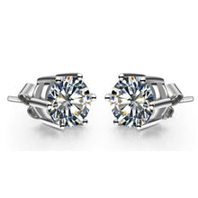 Afbeelding in Gallery-weergave laden, Ronde Echt Diamanten Oorknopjes Zes Prong Setting Sieraden 2 Karaat WG 14K