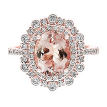 Afbeelding in Gallery-weergave laden, Rose Gold 14K 18 kt Morganite met diamanten trouwring Nieuw - harrychadent.nl