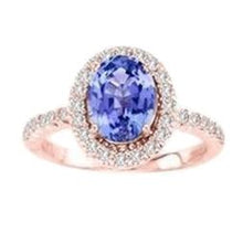 Afbeelding in Gallery-weergave laden, Roségoud 14K 15,40 karaat tanzaniet met diamanten ring Nieuw - harrychadent.nl