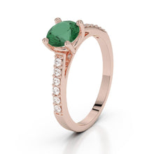 Afbeelding in Gallery-weergave laden, Roségouden 14K groene smaragd 2,50 karaat diamanten jubileumring Nieuw - harrychadent.nl