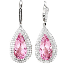 Afbeelding in Gallery-weergave laden, Roze kunziet en diamanten Lady Dangle Earring fijne gouden sieraden 11.66 Ct - harrychadent.nl