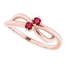 Afbeelding in Gallery-weergave laden, Ruby Ring Rose Gold 0.20 Karaat Infinity Twist Style U Prong Setting - harrychadent.nl