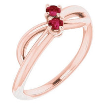 Afbeelding in Gallery-weergave laden, Ruby Ring Rose Gold 0.20 Karaat Infinity Twist Style U Prong Setting - harrychadent.nl