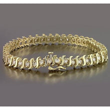 Afbeelding in Gallery-weergave laden, S Style Geelgouden Diamanten Armband Prong Set 6,60 Karaat Nieuw - harrychadent.nl
