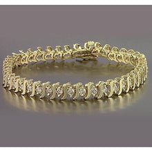 Afbeelding in Gallery-weergave laden, S Style Geelgouden Diamanten Armband Prong Set 6,60 Karaat Nieuw - harrychadent.nl