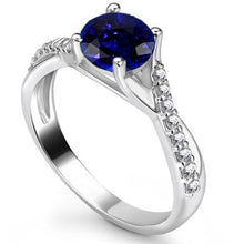 Afbeelding in Gallery-weergave laden, Sapphire Solitaire Ring Met Diamanten Accenten Gedraaide Schacht 2,50 Karaat - harrychadent.nl