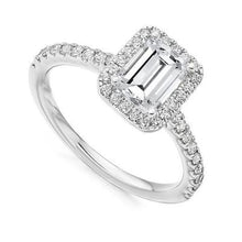 Afbeelding in Gallery-weergave laden, Smaragd en Ronde Geslepen Halo Diamanten Verlovingsring 4,75 Ct