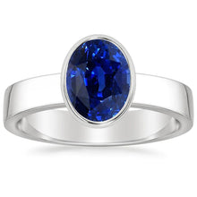 Afbeelding in Gallery-weergave laden, Solitaire Edelsteen Heren Ring Ceylon Saffier Bezel Set 2,50 Karaat