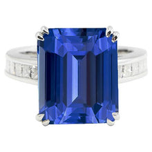 Afbeelding in Gallery-weergave laden, Solitaire Emerald Ring Ceylon Sapphire Met Prinses Accenten 5 Karaat - harrychadent.nl