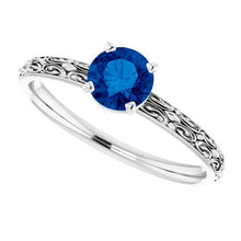 Afbeelding in Gallery-weergave laden, Solitaire Ring Blauwe Saffier 1,50 Karaat Filigraan Vrouwen Sieraden - harrychadent.nl