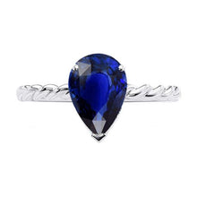 Afbeelding in Gallery-weergave laden, Solitaire Ring Touwstijl Peer Diepblauwe Saffier 2,50 Karaat - harrychadent.nl