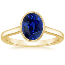 Afbeelding in Gallery-weergave laden, Solitaire Verlovingsring Bezel Set Ovaal Ceylon Sapphire 2,50 karaat - harrychadent.nl