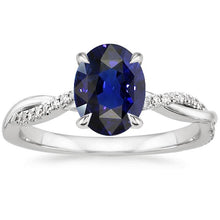 Afbeelding in Gallery-weergave laden, Solitaire blauwe saffier ring met diamanten accenten 4,50 karaat - harrychadent.nl