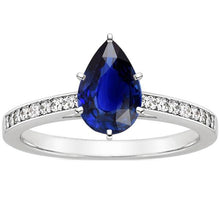 Afbeelding in Gallery-weergave laden, Solitaire met accenten Ring Blue Sapphire 3,50 karaats kanaalinstelling - harrychadent.nl
