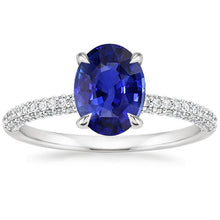 Afbeelding in Gallery-weergave laden, Solitaire met accenten Ring Ovale blauwe saffier en diamanten 5,25 karaat - harrychadent.nl