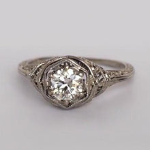 Afbeelding in Gallery-weergave laden, Solitaire ring oude mijn geslepen ronde diamant vintage stijl 1 karaat - harrychadent.nl