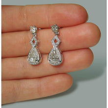 Afbeelding in Gallery-weergave laden, Sprankelende 3,50 karaats peervormige diamanten bengelende oorbellen WG 14K - harrychadent.nl