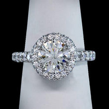 Afbeelding in Gallery-weergave laden, Sprankelende ronde diamant 3,01 ct. Ring Halo-instelling Nieuw - harrychadent.nl