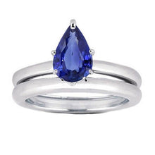 Afbeelding in Gallery-weergave laden, echte pear saffier 2karaat ring vooraanzicht