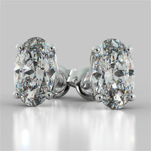 Afbeelding in Gallery-weergave laden, Stud Dames Echt Diamanten Oorbellen 2 Karaat Wit Goud Prong Set Ovaal Geslepen