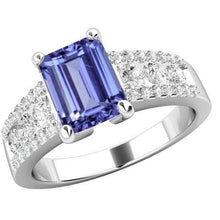 Afbeelding in Gallery-weergave laden, Tanzaniet met diamanten 15,50 karaat trouwring goud wit 14K Nieuw - harrychadent.nl