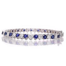 Afbeelding in Gallery-weergave laden, Tennisarmband met blauwe saffier en diamanten 8,40 karaat witgoud 14K - harrychadent.nl