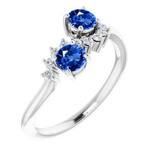 Afbeelding in Gallery-weergave laden, Toi et Moi Diamanten Ring 1.18 Karaat Ceylon Sapphire Vrouwen Sieraden 14K - harrychadent.nl