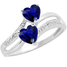 Afbeelding in Gallery-weergave laden, Toi et Moi hart edelsteen Ceylon saffier diamanten ring 3,50 karaat - harrychadent.nl
