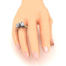 Afbeelding in Gallery-weergave laden, Toi et Moi peer & ronde diamanten ring 4 karaat tweekleurige gouden 14K sieraden - harrychadent.nl