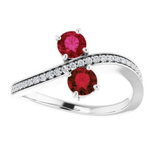 Afbeelding in Gallery-weergave laden, Toi et Moi ronde Birma Ruby Diamond Ring 1,50 karaat witgoud - harrychadent.nl