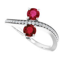 Afbeelding in Gallery-weergave laden, Toi et Moi ronde Birma Ruby Diamond Ring 1,50 karaat witgoud - harrychadent.nl