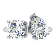 Afbeelding in Gallery-weergave laden, Toi et Moi twee stenen ronde & peer diamanten ring 4 karaat witgoud 14K - harrychadent.nl