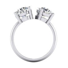 Afbeelding in Gallery-weergave laden, Toi et Moi twee stenen ronde & peer diamanten ring 4 karaat witgoud 14K - harrychadent.nl