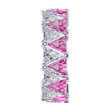 Afbeelding in Gallery-weergave laden, Trilliant Roze Saffier Diamant Eeuwigheid Band 9 Karaat Edelstenen
